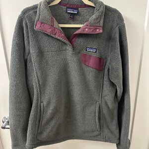 Patagonia Women's Gray and Burgundy Cowl Sweater